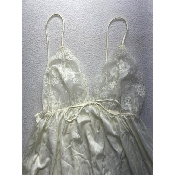 Vintage Miss Elaine Ivory Lace & Satin Nightgown Slip Dress #7212 - Picture 3 of 8